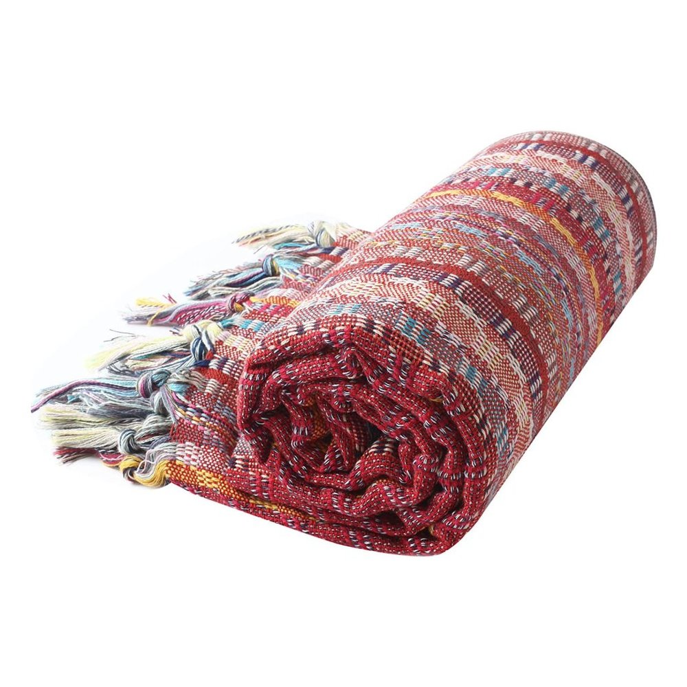 Sand Free Bohemian Red Turkish Towel - 100% Cotton Boho Towels - Picture 8 of 12